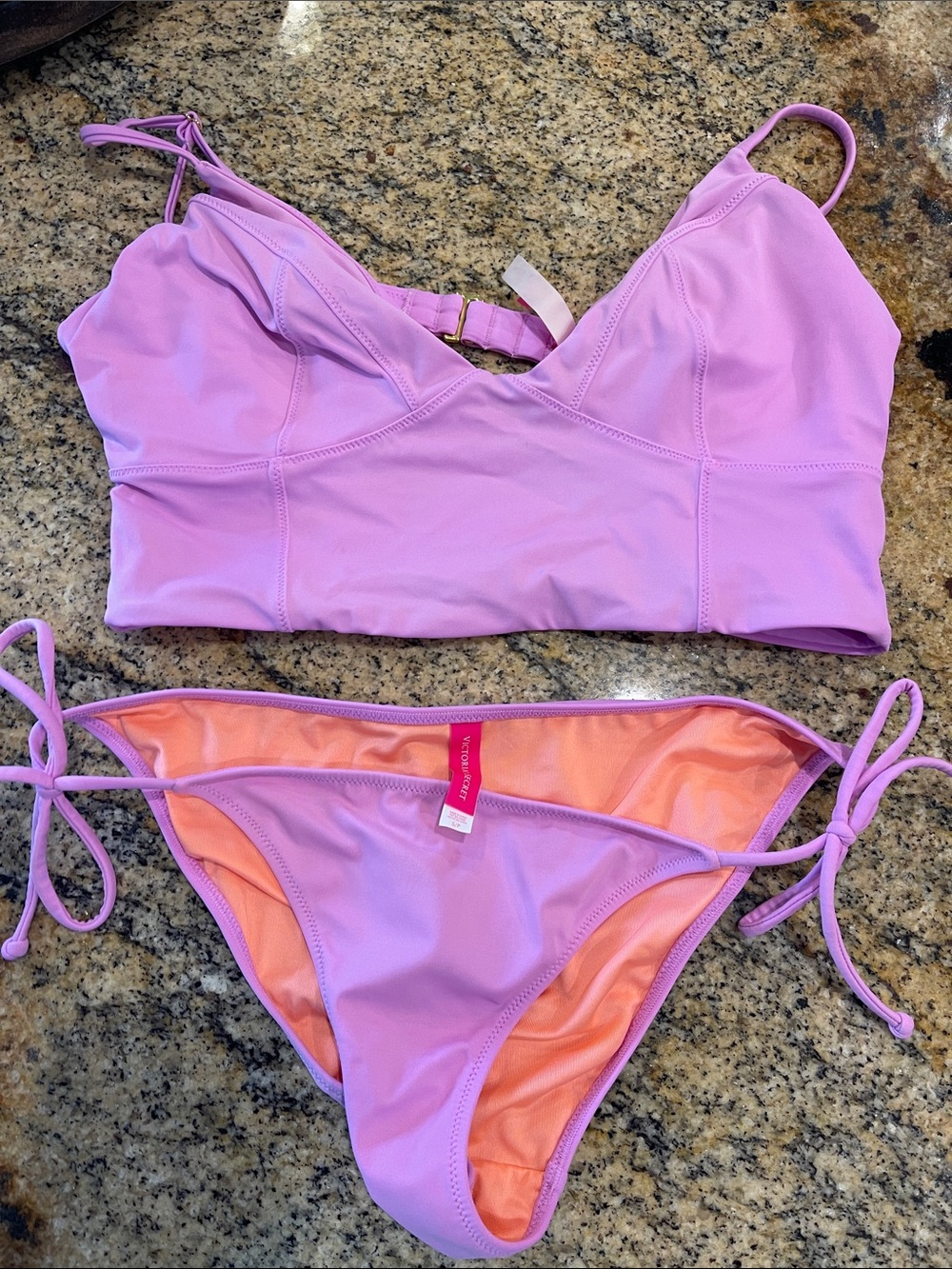 Victoria Secret Lilac Two-Piece Bikini Set with Peach Lining
